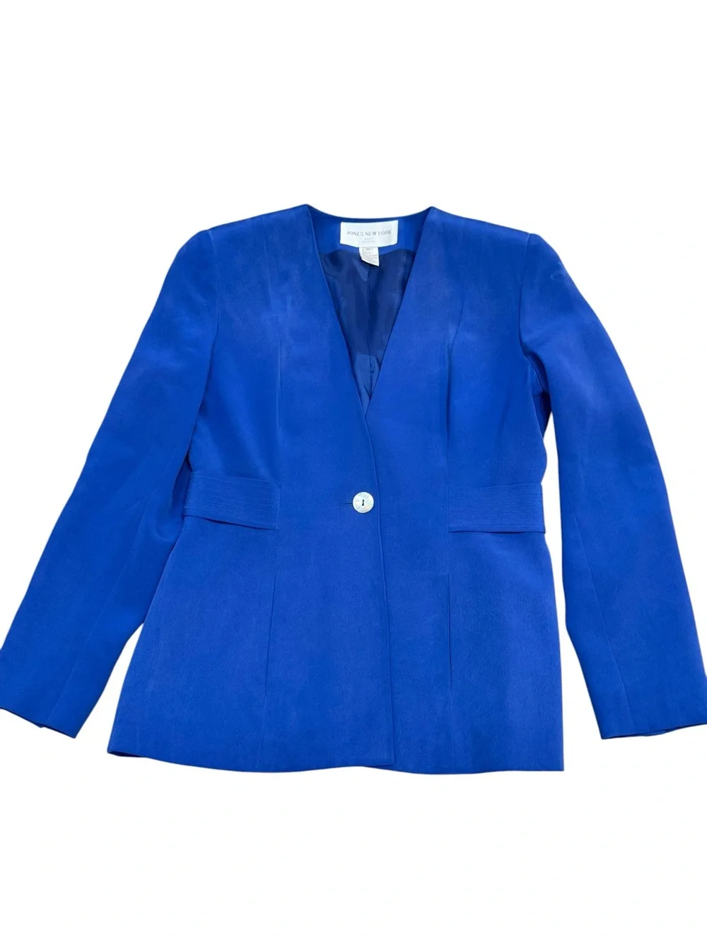 100% Silk Vintage Jones New York Petite Royal Blue Suit Set (Size 4P)